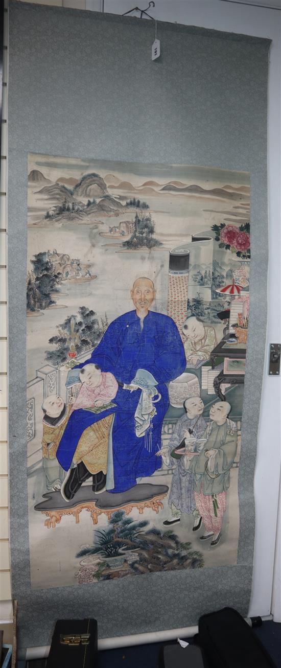 A 19th century Chinese ancestor scroll painting on paper